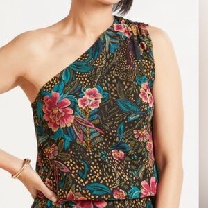 Evereve Azaela 1-Shoulder Lined Polyester Elastic Waist Sleeveless Top Size XL